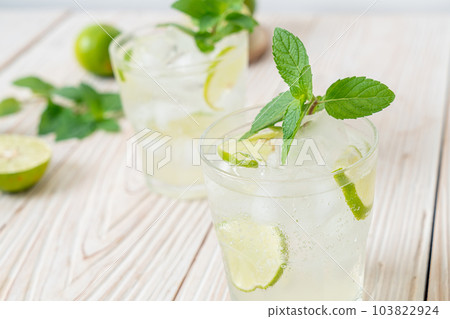 iced lime soda with mint iced lime soda with mint 103822924