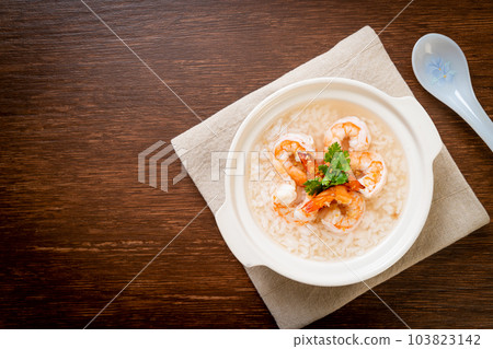 boiled rice soup with shrimps boiled rice soup with shrimps 103823142