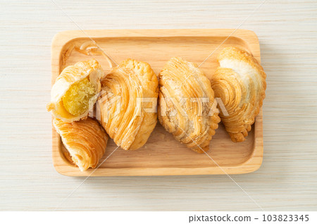 curry puff stuffed beans on plate 103823345