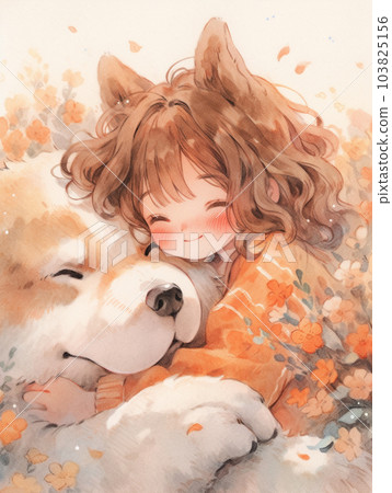 可愛的狗和貓的耳朵可愛的女孩 可愛的狗和貓的耳朵可愛的女孩 103825156