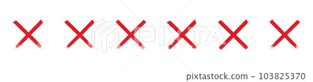 Hand painted rejected signs. Grunge style red wrong mark. Cross mark vector illustration 103825370