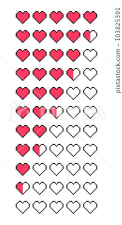 Heart rating icon set. Pixel heart customer review. Vector illustration in flat style 103825391