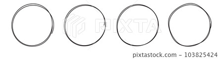Hand drawn circle highlighting vector set isolated on white 103825424