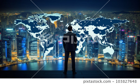 看著世界地圖 AI 圖像的商人 103827648