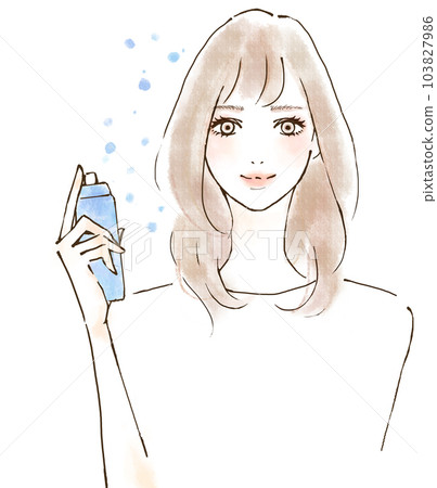 女性塗抹噴霧型乳液的插圖 103827986