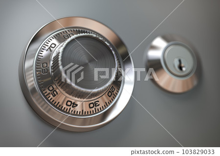 Safe combination lock wheel with space for text. 103829033