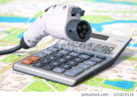 Electric car charger and calculator. Calculation of the cost of ownership and maintenance of EV electric vehicle car. 103829116