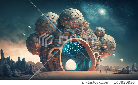 A dreamy future mysterious house illustration art (AI generated image) A dreamy future mysterious house illustration art (AI generated image) 103829836