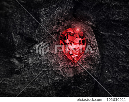 Red diamond on black coal background 103830911