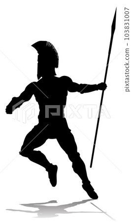 Spartan Silhouette Gladiator Trojan Greek Warrior Spartan Silhouette Gladiator Trojan Greek Warrior 103831007