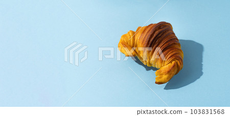 Portuguese Brioche Croissants on blue background Portuguese Brioche Croissants on blue background 103831568