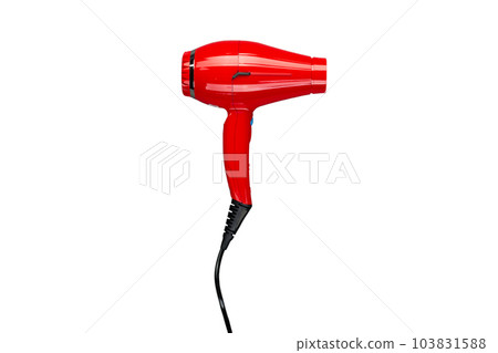 Professional red hair dryer. Isolated on white background. 103831588