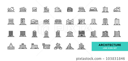 Line icon set of various buildings - Stock Illustration [103831846] - PIXTA