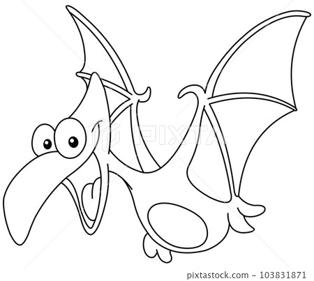 Dinosaur Pterodactyloidea icon in outline style isolated on white  background. Dinosaurs and prehistoric symbol stock vector illustration.  Stock Vector