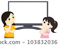 Parent and child watching TV and thinking 103832036