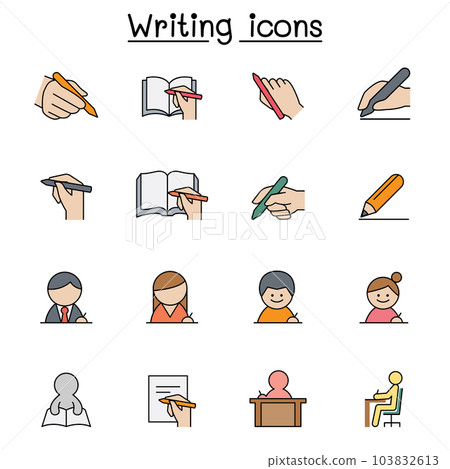 Writing color line icon set 103832613