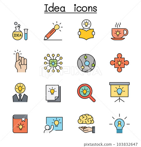 Idea, Creative, Innovation, Inspiration color line icon set Idea, Creative, Innovation, Inspiration color line icon set 103832647