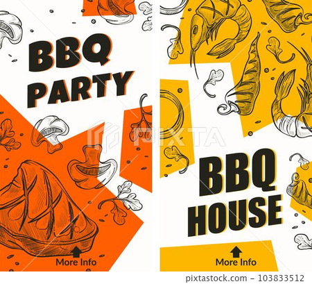 BBQ party tasty grilled vegetables and meat banner BBQ party tasty grilled vegetables and meat banner 103833512
