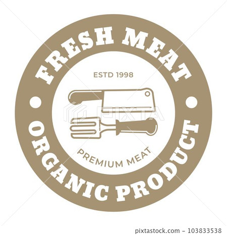 Fresh meat, organic products for cooking, logo 103833538