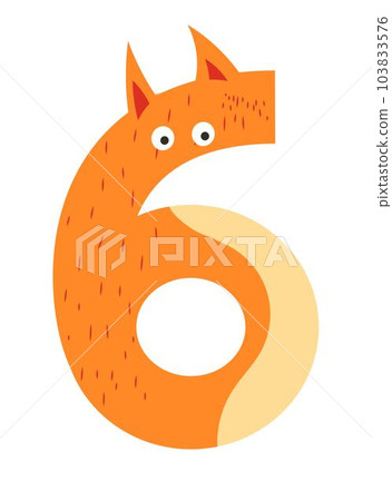 Funny font for children, number six personage Funny font for children, number six personage 103833576