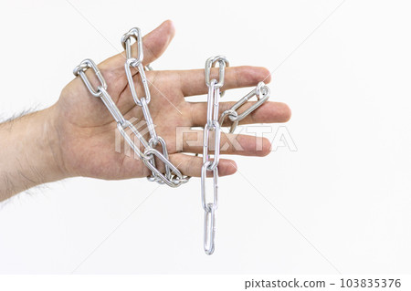 Chained male hand Chained male hand 103835376