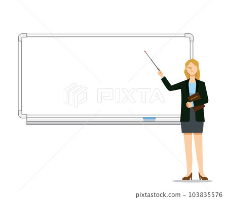 一位商人白人女性在白板前做演示的插圖 一位商人白人女性在白板前做演示的插圖 103835576