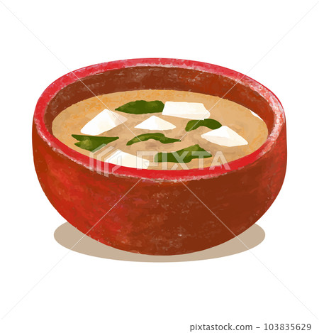 碗中味噌湯的手繪插圖 103835629