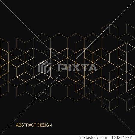 The graphic design elements with isometric shape golden blocks. Vector illustration of abstract geometric background The graphic design elements with isometric shape golden blocks. Vector illustration of abstract geometric background 103835777