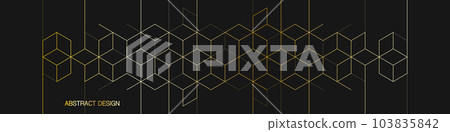 The graphic design elements with isometric shape golden blocks. Vector illustration of abstract geometric background for a banner template or header design 103835842