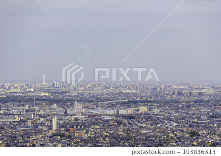 View of Gifu City, Ginan Town, and Ichinomiya City seen from Mt. Kinka in the evening View of Gifu City, Ginan Town, and Ichinomiya City seen from Mt. Kinka in the evening 103836313