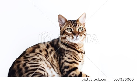 Bengal cat white background 103836809