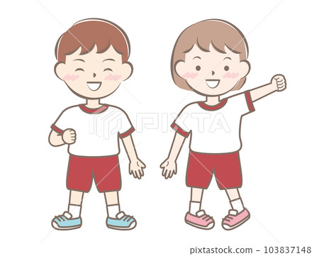 Children in gym clothes Whole body Children in gym clothes Whole body 103837148