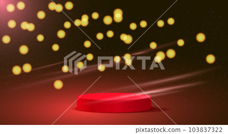 red podium and red light in the studio room 103837322