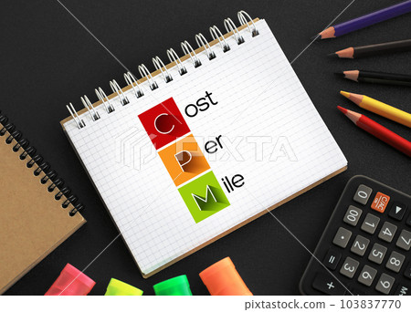 CPM - Cost Per Mile acronym on notepad, concept background 103837770