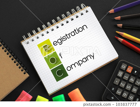 ROC - Registration Of Company acronym on notepad, business concept background 103837777