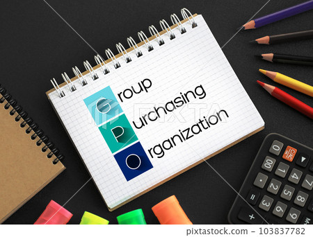 GPO - Group Purchasing Organization acronym on notepad, business concept background GPO - Group Purchasing Organization acronym on notepad, business concept background 103837782