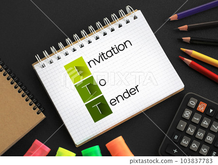 ITT - Invitation To Tender acronym on notepad, business concept background 103837783