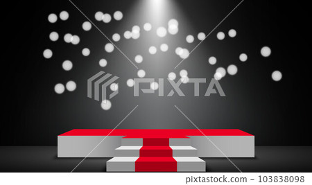 white podium and red carpet with spotlight on the stage 103838098