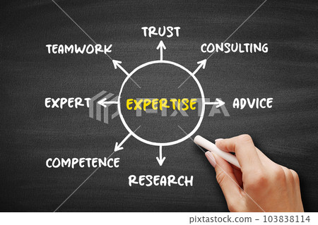Expertise mind map on blackboard, business concept for presentations and reports 103838114