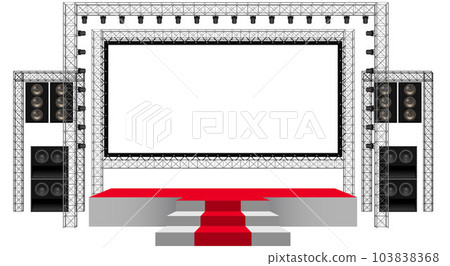 white stage and speaker with spotlight on the truss system on the white background 103838368