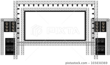 white stage and speaker with spotlight on the truss system on the white background  103838369