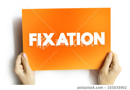Fixation - an obsessive interest in or feeling about someone or something, text concept on card Fixation - an obsessive interest in or feeling about someone or something, text concept on card 103838902