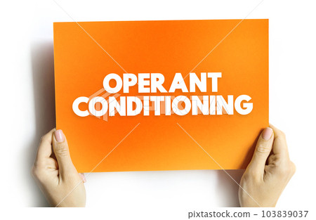 Operant Conditioning is a method of learning that uses rewards and punishment to modify behavior, text concept on card 103839037