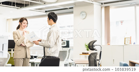 Men in work clothes and women in office casual suits 103839519