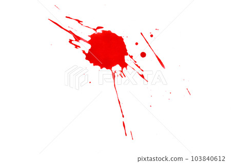 Blood splatters. Red blots of watercolor Realistic bloody splatters for Halloween Drop of blood concept. 103840612