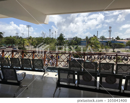 View of Nakameru town from the airport on San Andres Island 103841400