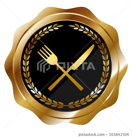 Luxury cutlery emblem black & gold Luxury cutlery emblem black & gold 103841504