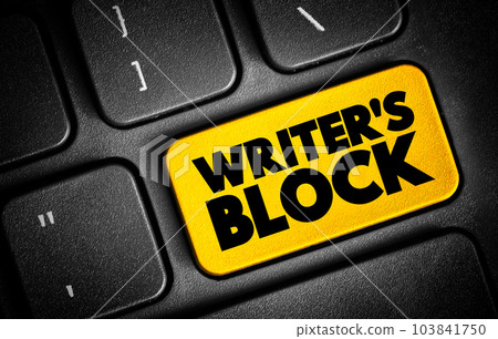 Writer's block - condition in which an author is unable to produce new work or experiences a creative slowdown, text concept button on keyboard Writer's block - condition in which an author is unable to produce new work or experiences a creative slowdown, text concept button on keyboard 103841750