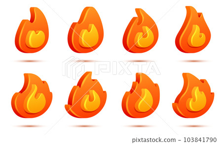 3d fire flame collection isolated on white background. 3d cartoon vector illustration EPS10 3d fire flame collection isolated on white background. 3d cartoon vector illustration EPS10 103841790