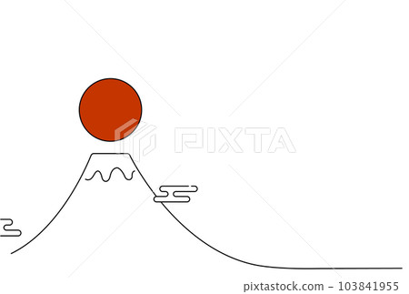 可愛的生肖新年賀卡2024年富士山和初見日出新年明信片素材 103841955